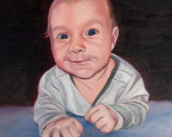 Custom Portrait Oil Painting Baby Boy - Perfect gift - 5x7 plus Rush Fee