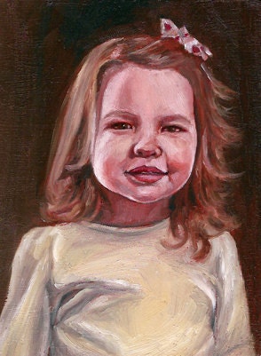 Miniature Portrait Oil Painting - Little Girl 3"x4"