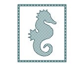 Blackwork Seahorse, PDF cross stitch chart, seahorses