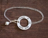 One Day At A Time Bracelet - Quote or Saying - SIlver Washer Bracelet