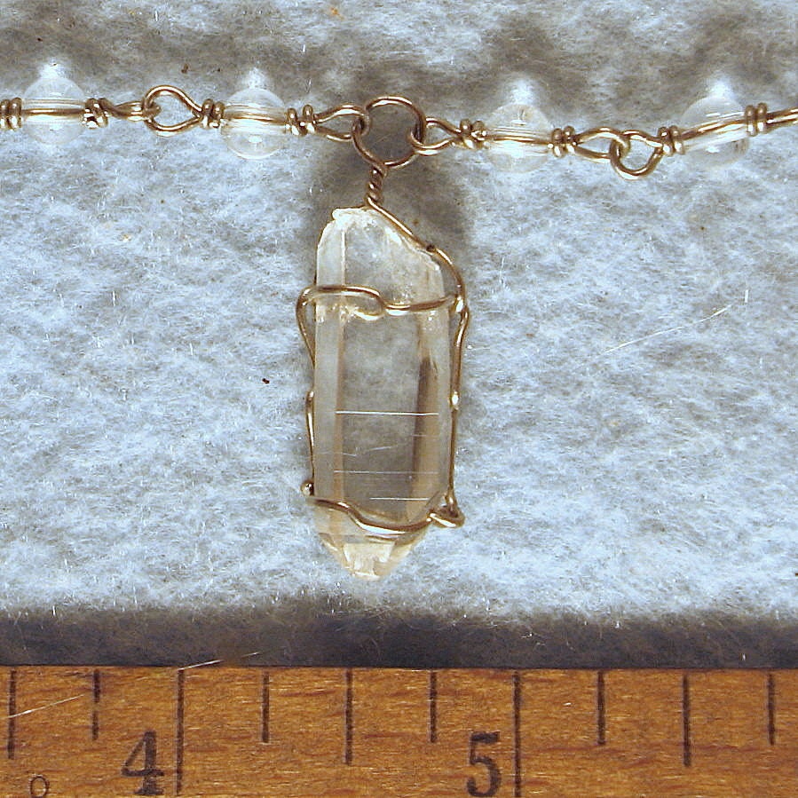 Record Keeper Wire Wrapped Quartz Necklace with Clear Healing Arkansas Window and Door Crystal