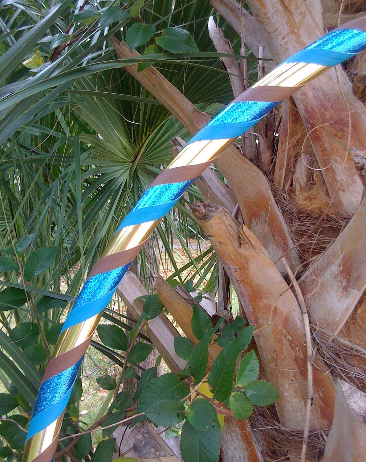 BY THE SEA Custom Hula Hoop - Blue Aqua Gold Brown