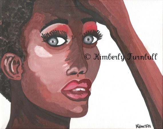 Portrait African Woman 2 (Original Watercolour on Canvas) - Kim.T. 2011