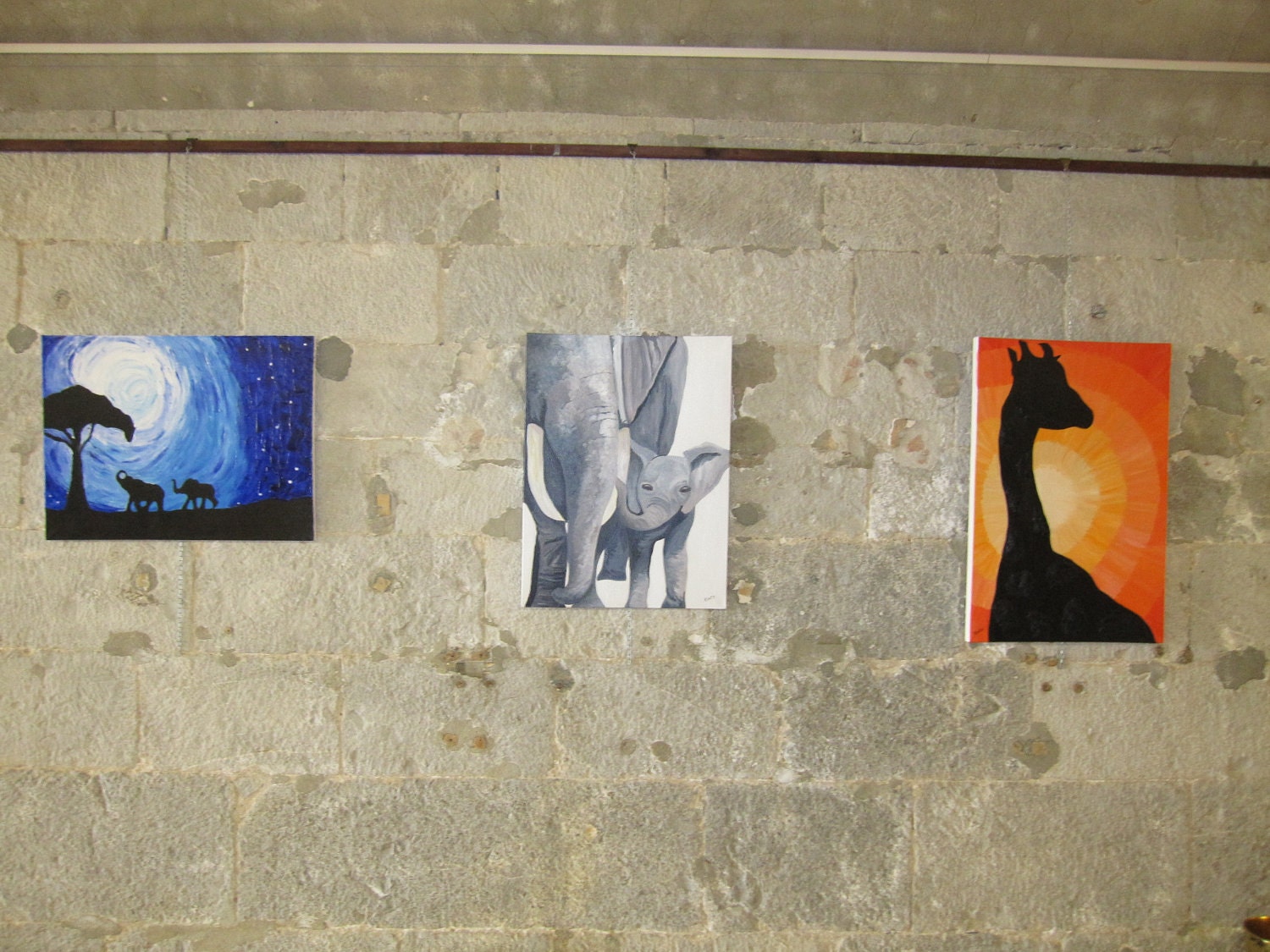 Elephants Under Moonlight, Silhouettes (Original Acrylic on Canvas) - Kim.T 11