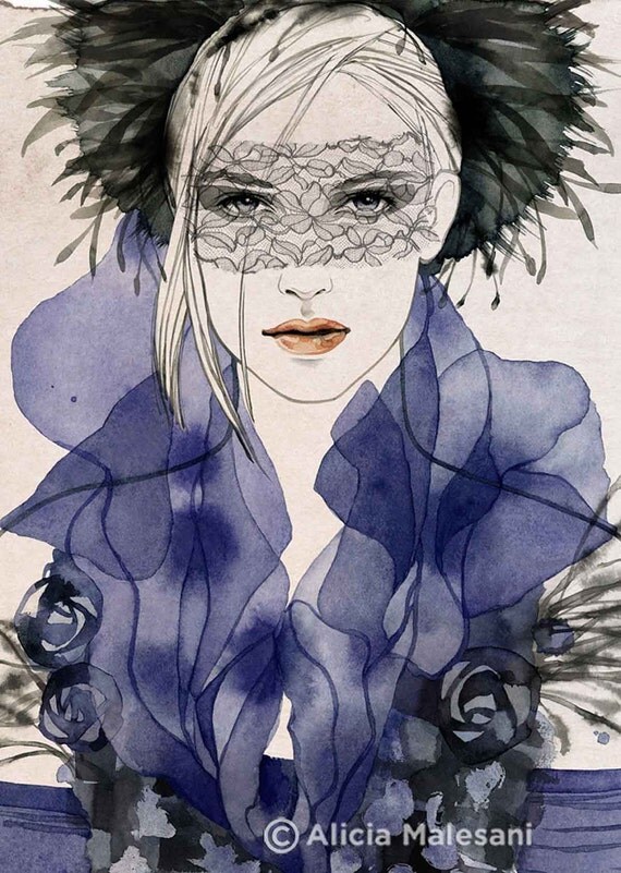 CHANEL HAT Fashion Illustration 8 x 11.5