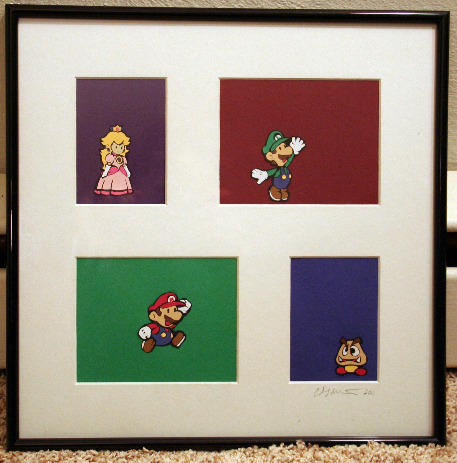 Tiny Paper Mario Characters - Mario Luigi Peach Goomba