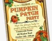 Pumpkin Patch or Harvest Party Invitation Custom 5 x 7 Printable File