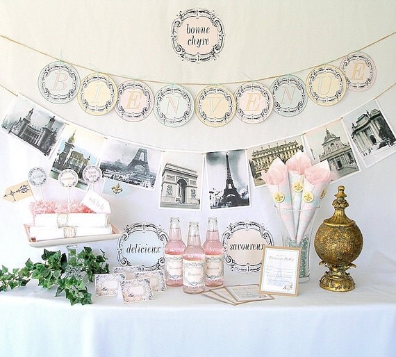Parisian Party Kit, French, Printable Instant Download Files