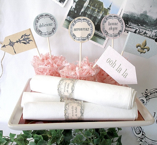 Parisian Party Kit, French, Printable Instant Download Files