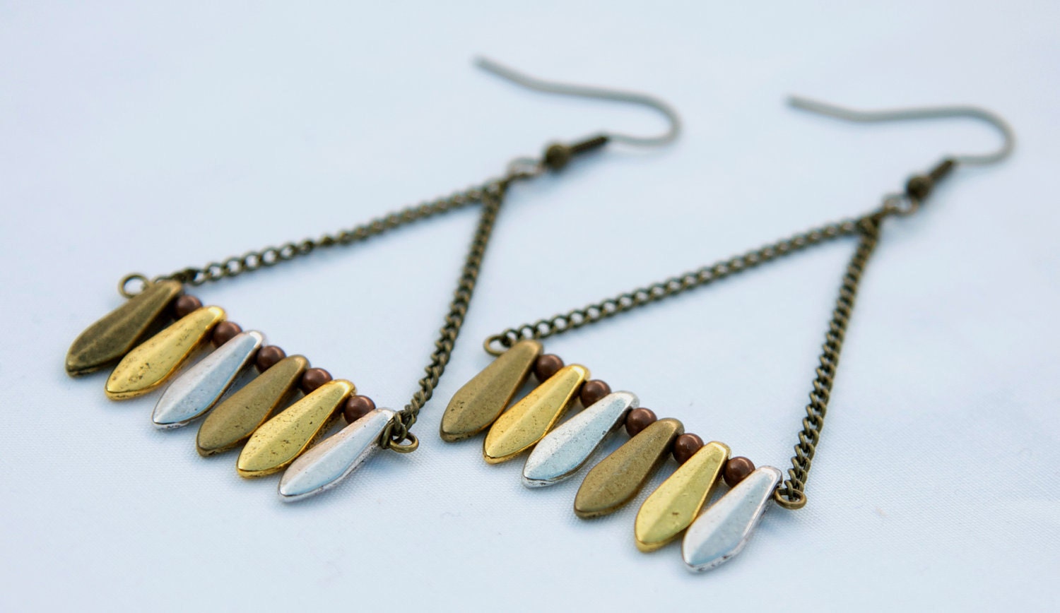 Mixed Metal Triangle Earrings