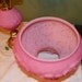 Vintage Fenton STUDENT LAMP Poppy Pink Satin Glass Desk Table Light  brass marble