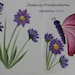 Pack of Two Hand Painted Cards - Butterfly with flowers Handmade Card