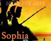 Fishing Girl Sunset Silhouette Personalized 8x10