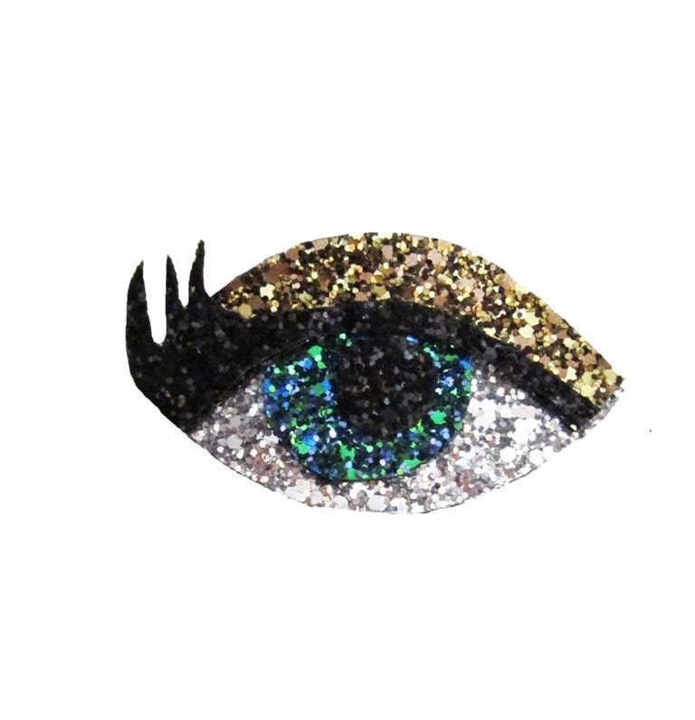Glitter Eye Brooch and Hair Clip