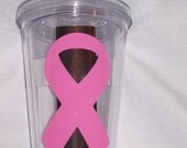 Breast Cancer cup: Personalized 16 oz. Acrylic Tumbler Remembrance ribbon