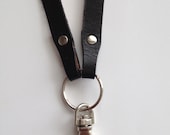 Leather ID/Badge Lanyard in Black - Made to Order