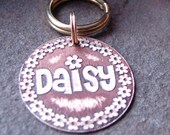 Pet Tag, Custom Dog Tag, Custom ID Tag, Flowers