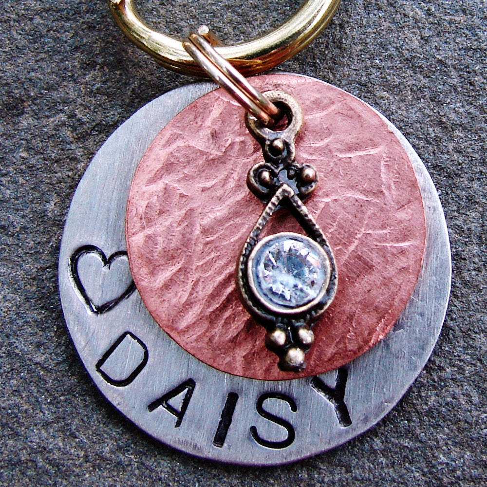 Dog Tag, Custom Pet Tag, Dog Tags, Pet Tas, Pet ID, Mixed Metal Pet ID with Rhinestone