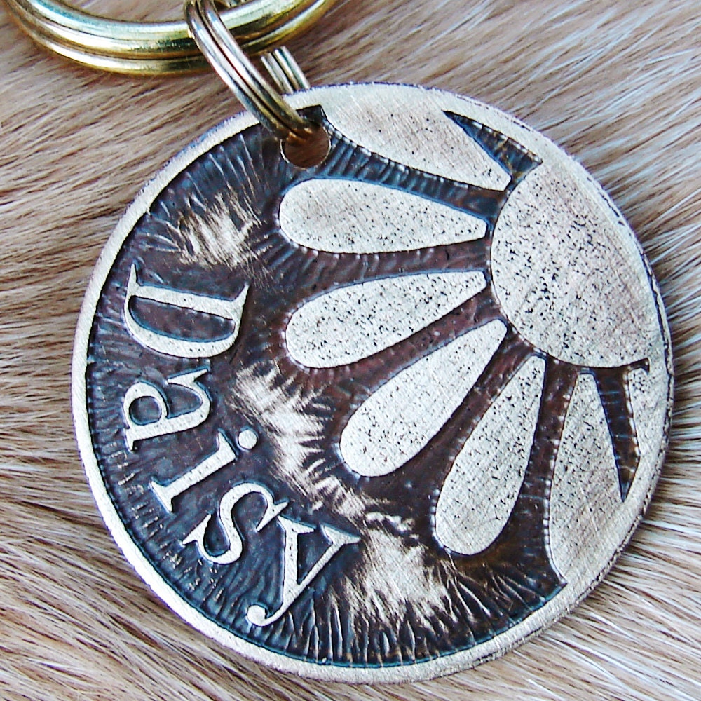 Pet ID, Custom Pet Tag, Oversized Daisy Etched Tag