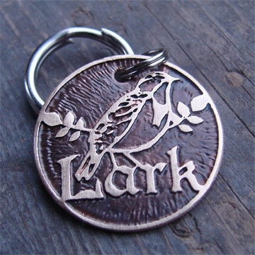 Custom Pet Tag, Meadowlark Etched Brass