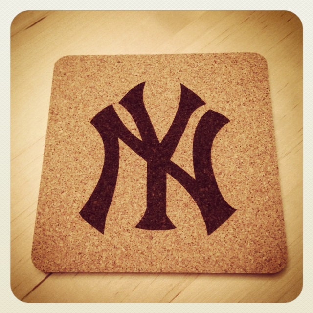 New York Yankees Set of Engraved Cork Coasters