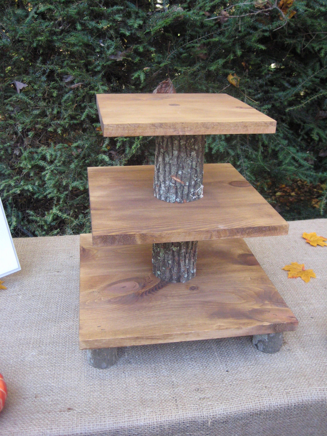 Cupcake Stand Rustic Wedding Decor Log Slice