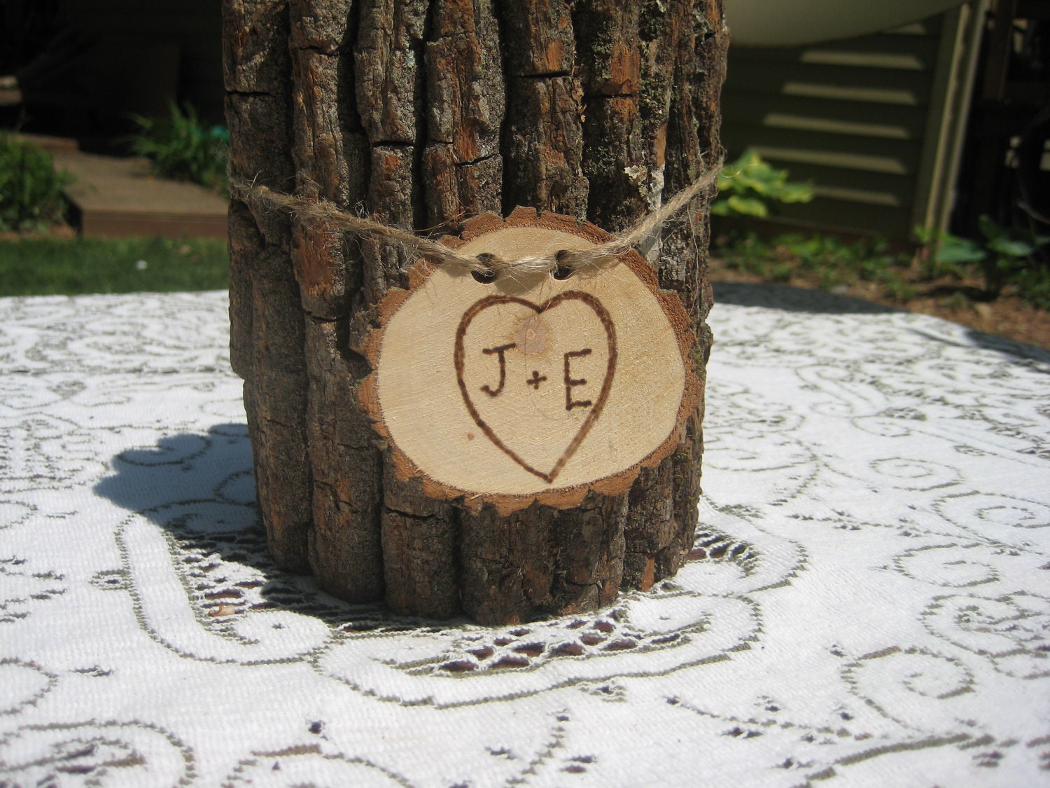 Rustic Wedding Cake Stand Personalized Wood Slices