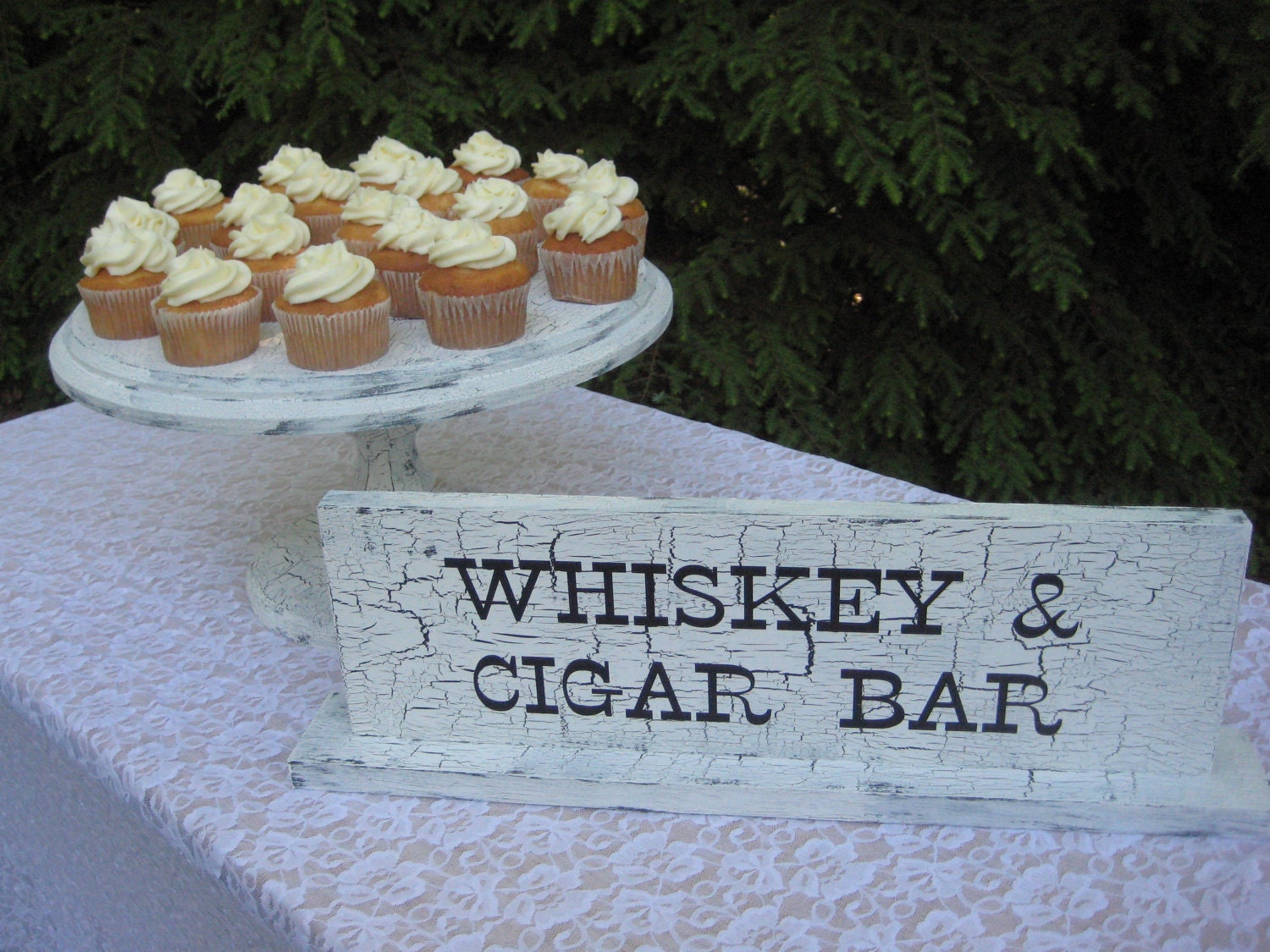 Wedding Sign Whiskey Cigar Bar Table Vintage Shabby Chic Finish