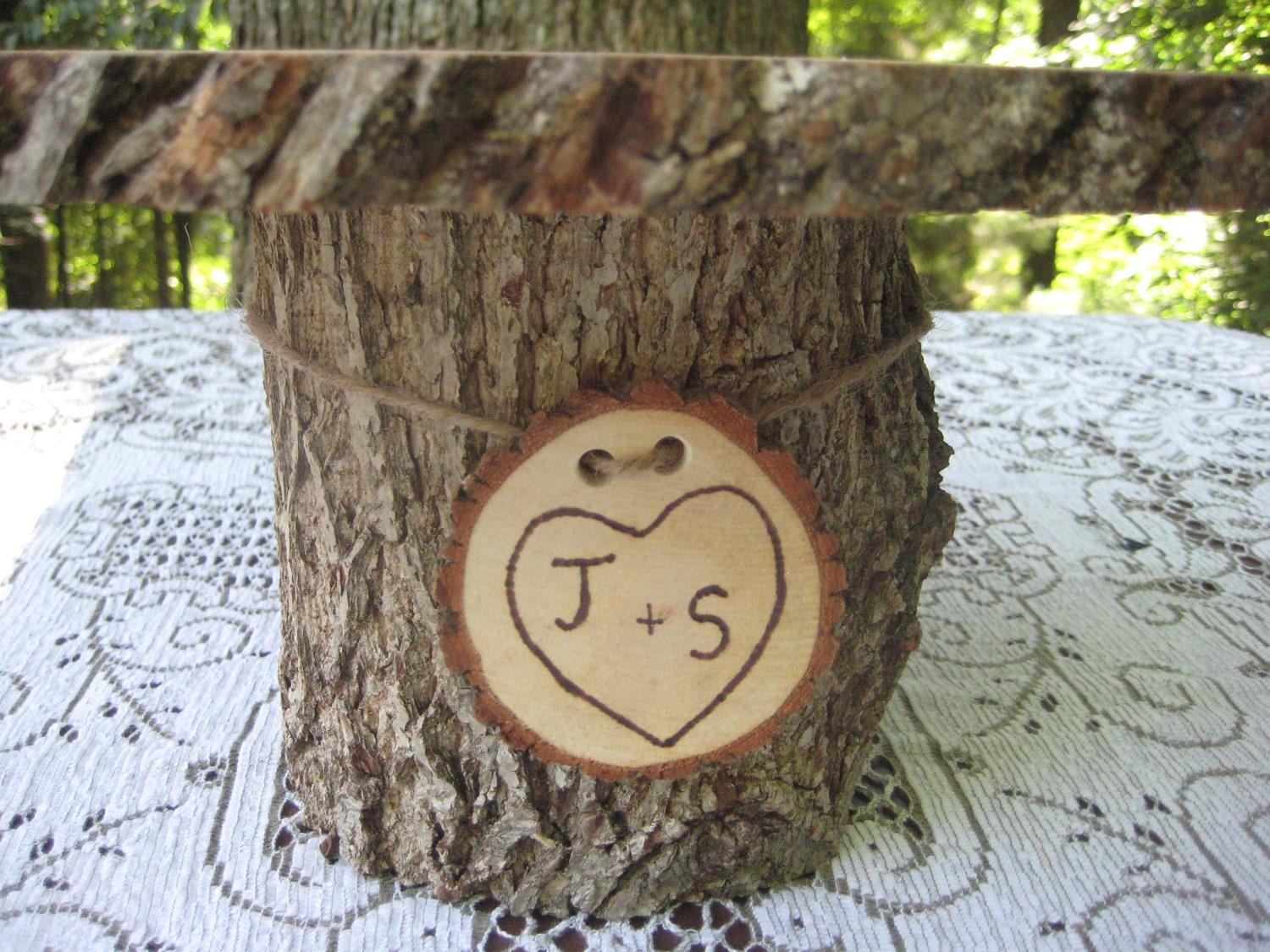 Rustic Wedding Cake Stand Personalized Wood Slices