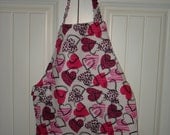 Pink hearts girl's apron art smock