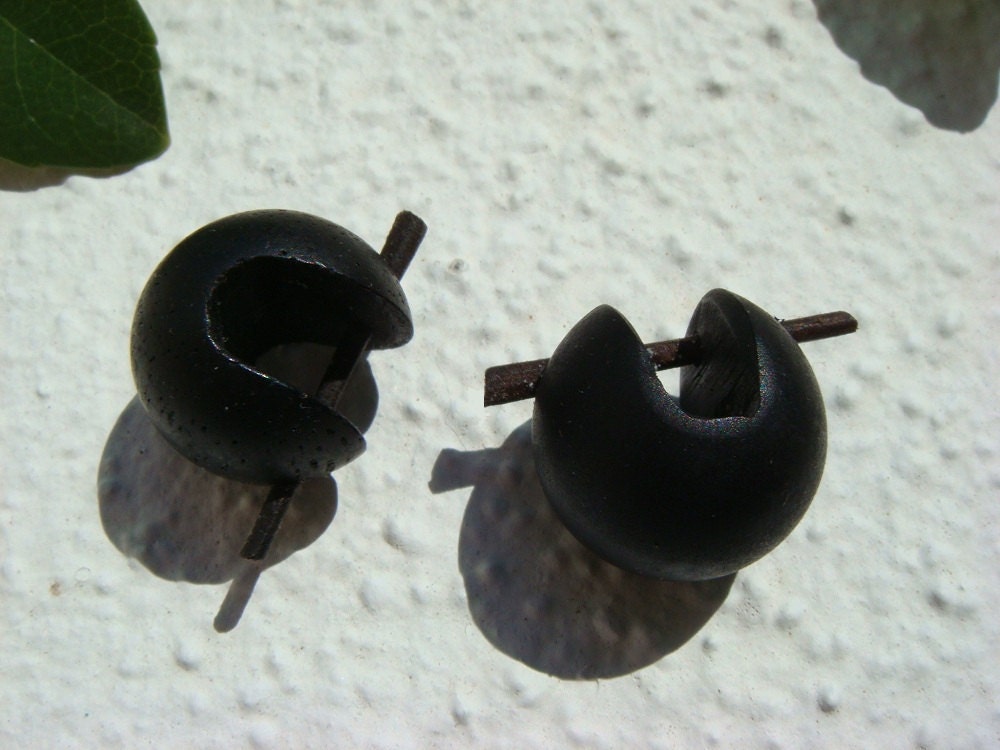 Small Black Wooden Stick Hoops - Everyday Salvaged Sono Wood Tribal Hoops- stick post stud gauge