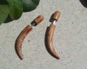 Fake Gauged WOOD TALON Earrings, Men Women / Tribal Earrings wooden earring perfect christmas gift