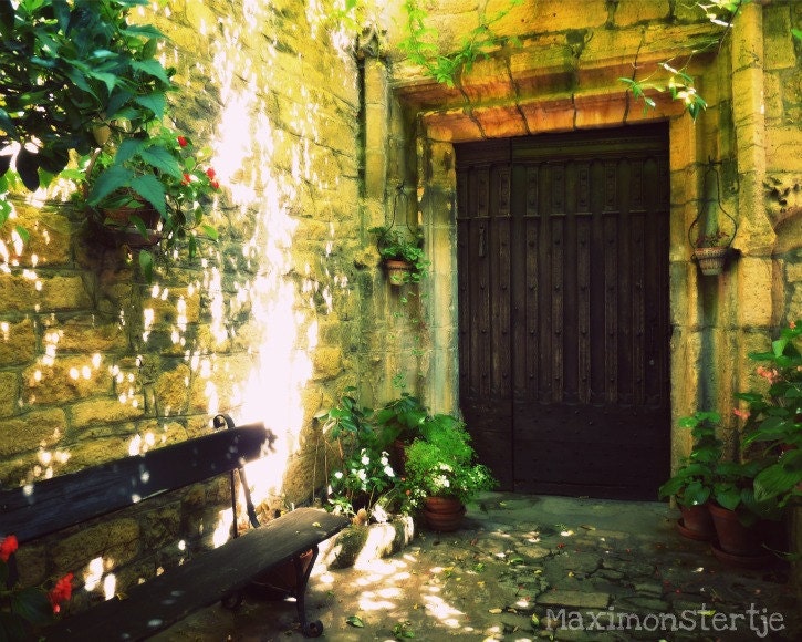 France Paris Photography - Travel Tiny Garden Old Door Sunshine Spring Summer Dreamy Romantic- 8x10 signed art - Secluded