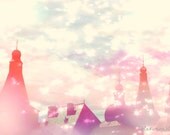 Enchanted Castle Photograph, Stars, Cotton Candy Skies, Dreamy, Fairy Tale Art, 8x12, Soft Pink, Blue, Purple - Castle in the Sky