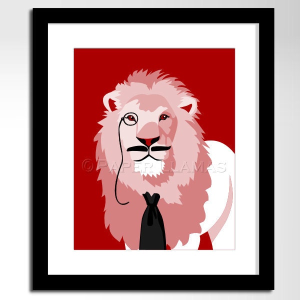 jungle safari animal art print, custom colors, kids art childrens art animals with mustaches lion funny nursery art