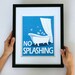 Childrens Bathroom Art Prints, No Splashing -your choice of custom colors- word art print, kids art for the bathroom