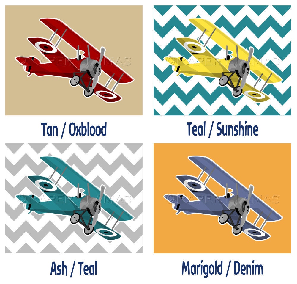 Baby boy nursery art - airplane art prints - Sopwith Camel - planes aircraft - children's art print - choose your colors
