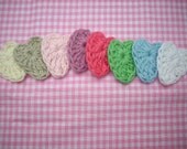 crocheted primitive hearts pastel shades  scrapbook  card applique