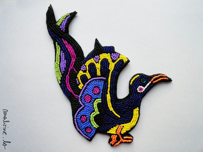 Colorful bead brooch "Bird of Paradise" - MADE TO ORDER