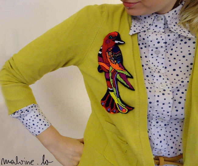 Parrot jewelry - bead brooch "Exotic Friend" - MADE TO ORDER