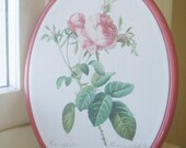 Vintage Flower Botanical Art Embroidery Hoop Wall Hanging Home Decor Pink Rose