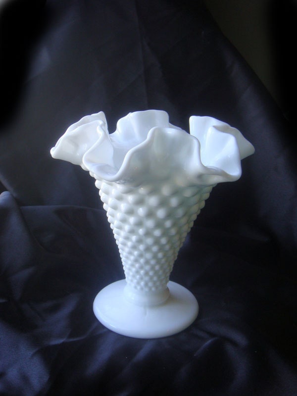Vintage Fenton Milk Glass Hobnail Vase