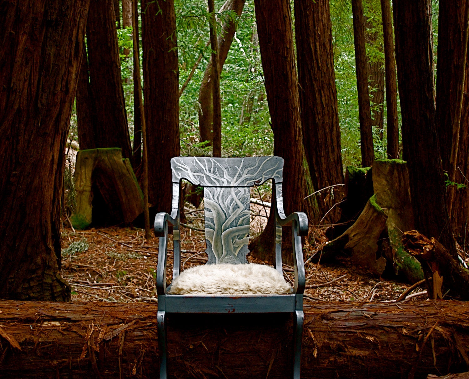 Furry Forest Woodland Hand Painted Chair