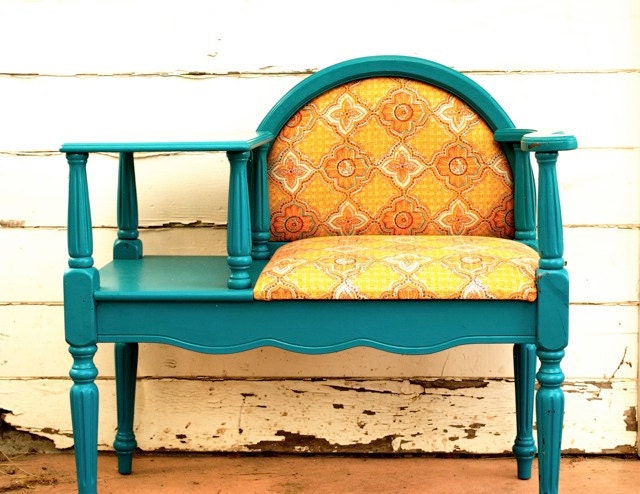 Bright Teal Sunshine Vintage Writing Desk Chair