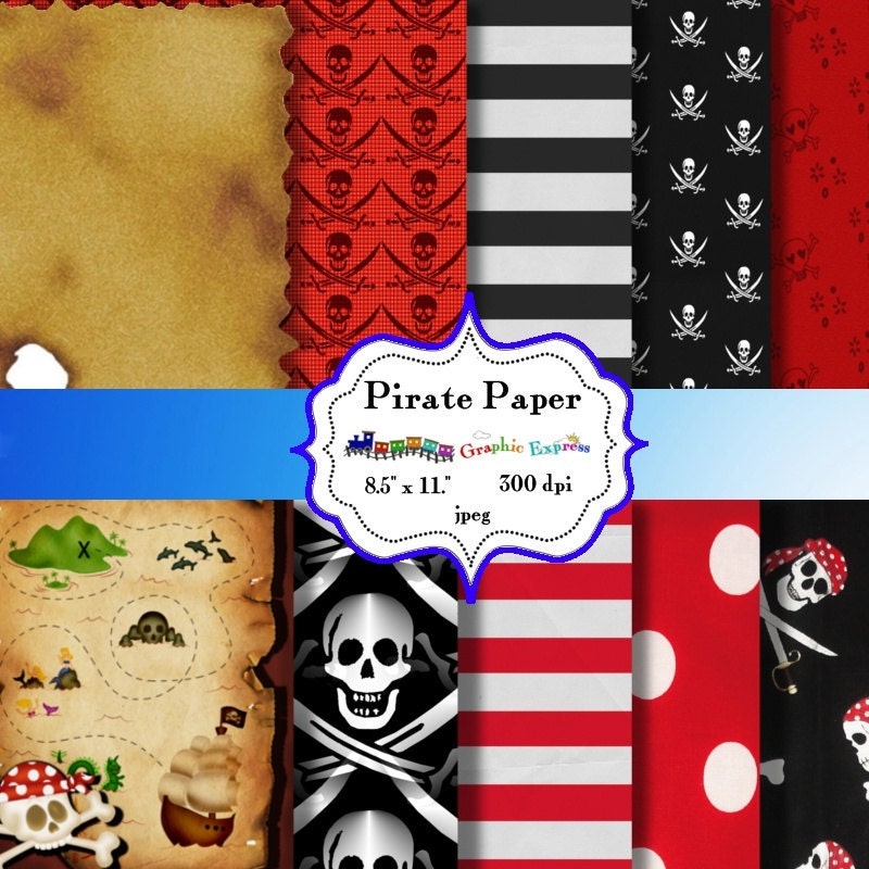 Digital  Paper: Pirate  8.5 x 11  JPEG sheets    no 009