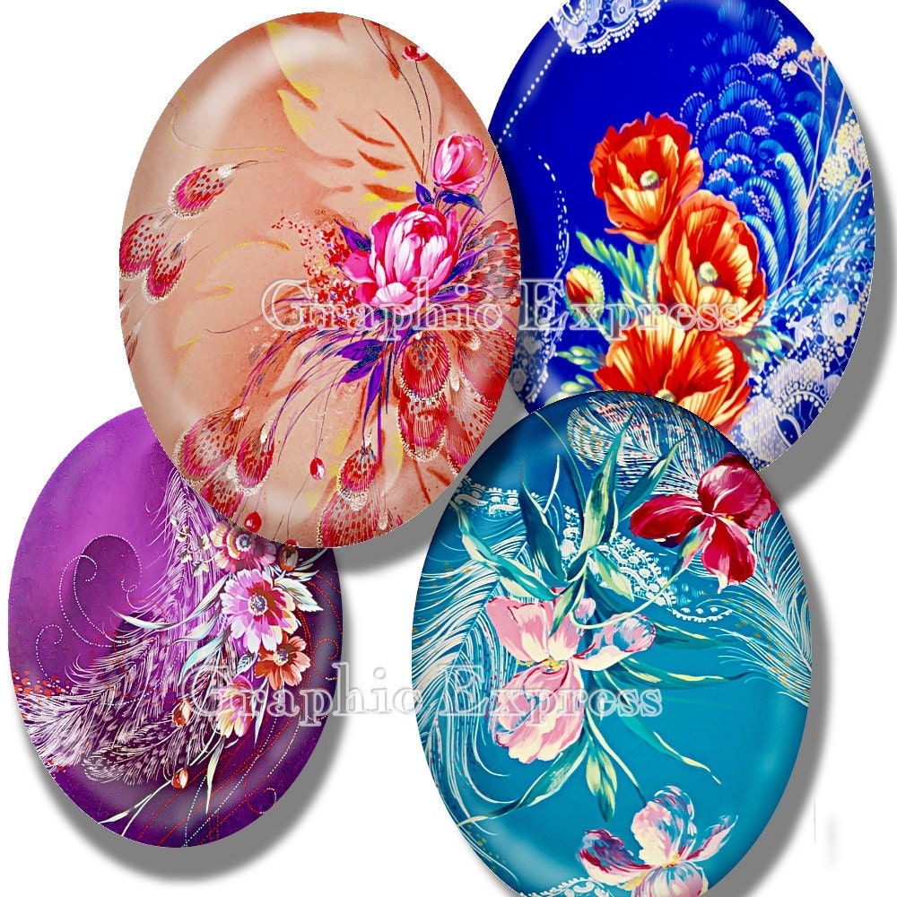 Collage Sheet : Oval Floral Tags, Labels Stickers,   Printable Jpeg Sheet  no 017