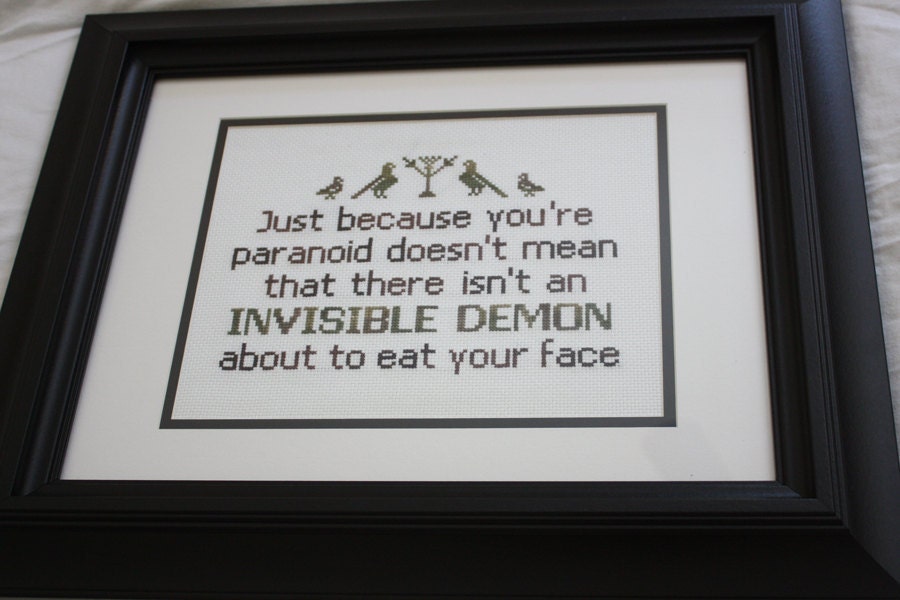 Framed Cross Stitch Harry Dresden Quote - Proceeds go to Child's Play Charity