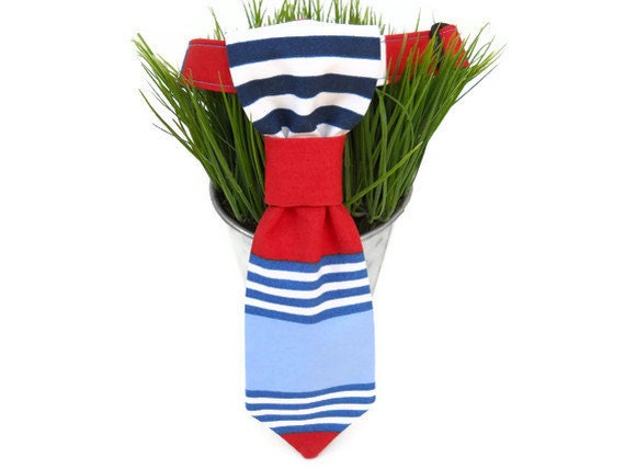 Regatta striped red, white and blue  preppy dog tie...