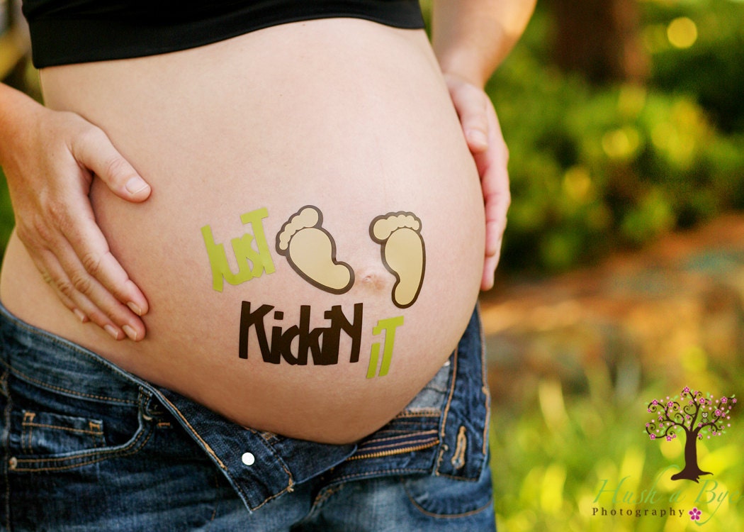 Fun and Unique "Just Kickin it" Baby Bump Pregnancy Sticker