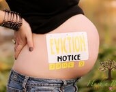 Fun and Unique "Eviction Notice" and "Due Date" Baby Bump Pregnancy Sticker